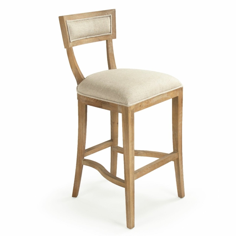 Natural Linen Curved Counter Chair