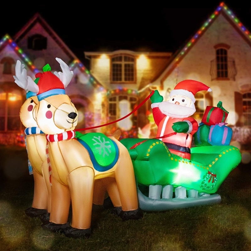 Inflatable Santa and Reindeer Christmas Decoration