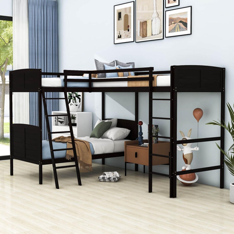 L-Shaped Bunk Bed with Twin Loft
