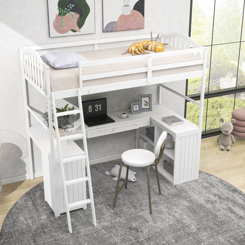 Space-Saving Loft Bed with Built-in Desk