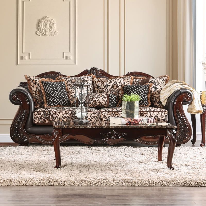 Ornate Sofa with Classic Pattern Cushions