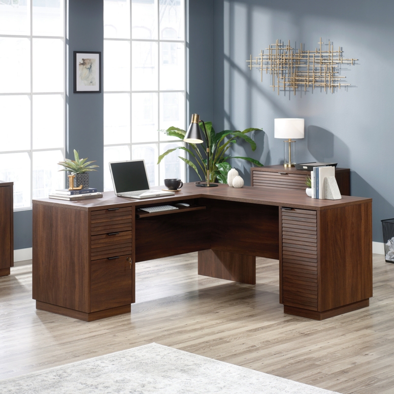 L-Shaped Executive Desk with Storage