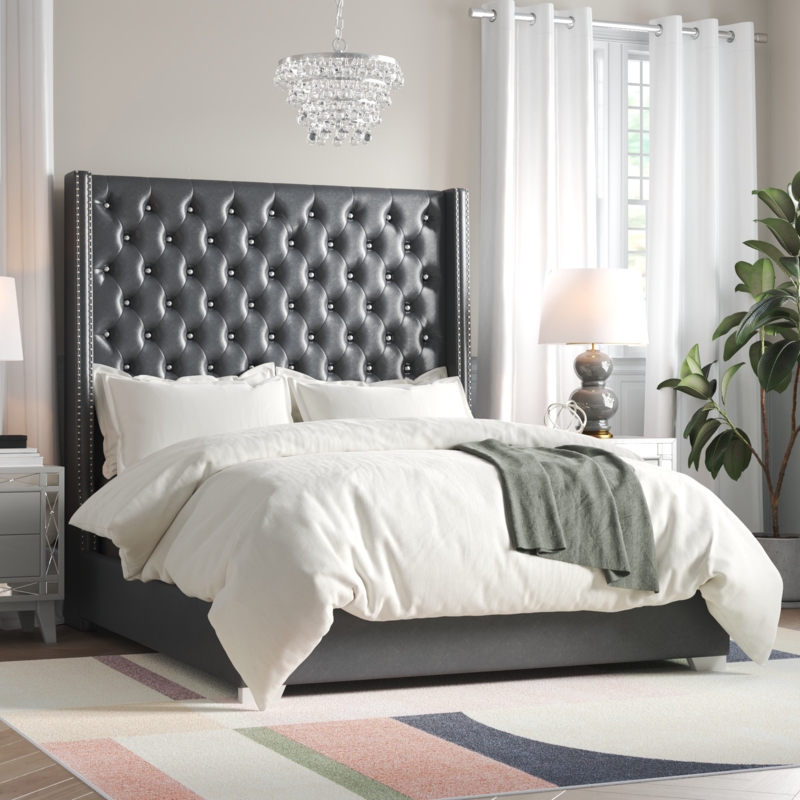 Luxe Wingback Upholstered Bed
