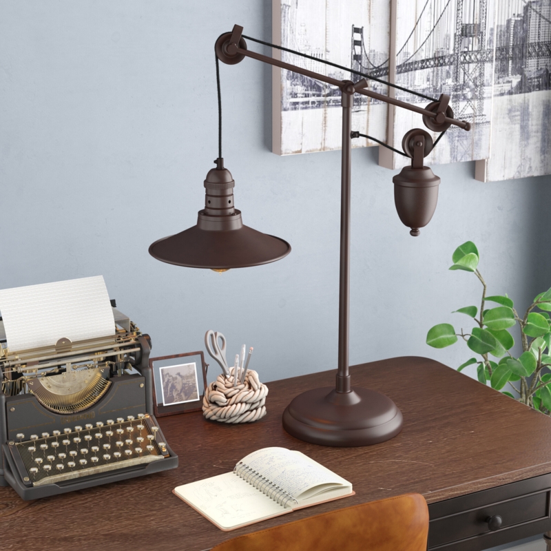 Adjustable Metal Desk Lamp with Pulley System