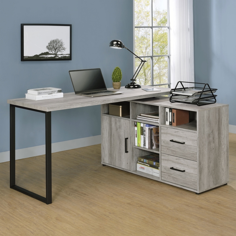 Rustic Office Desk with Geometric Frame