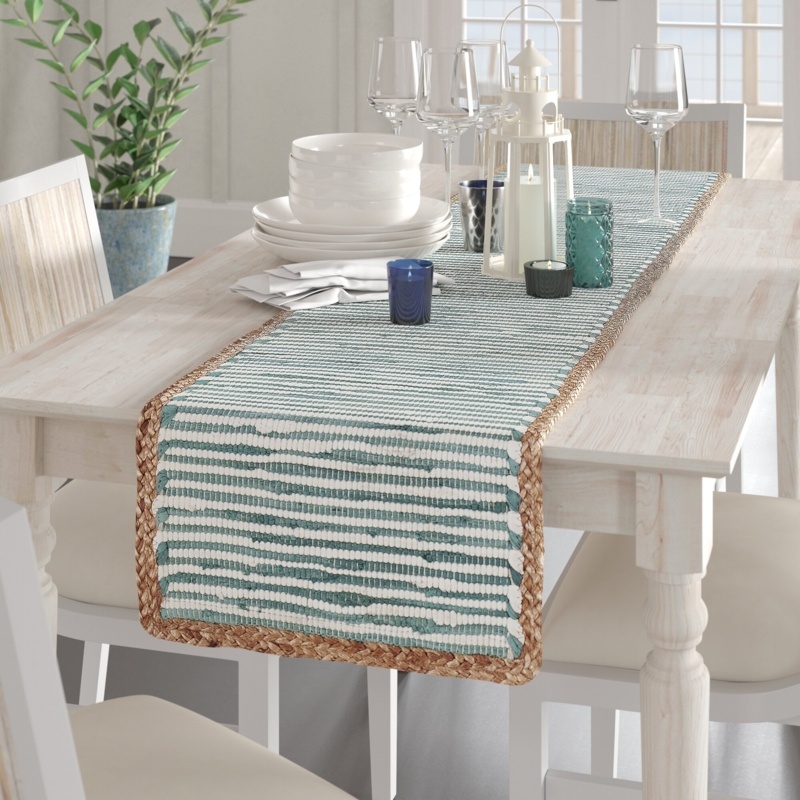 Cotton Table Runner with Jute Border