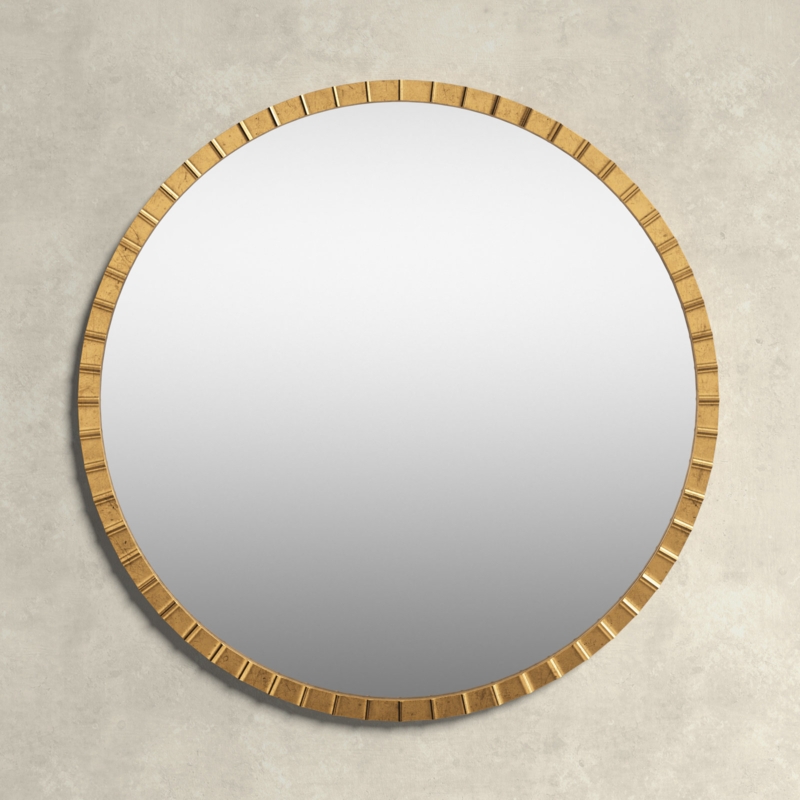 Round Metallic Gold Leaf Mirror