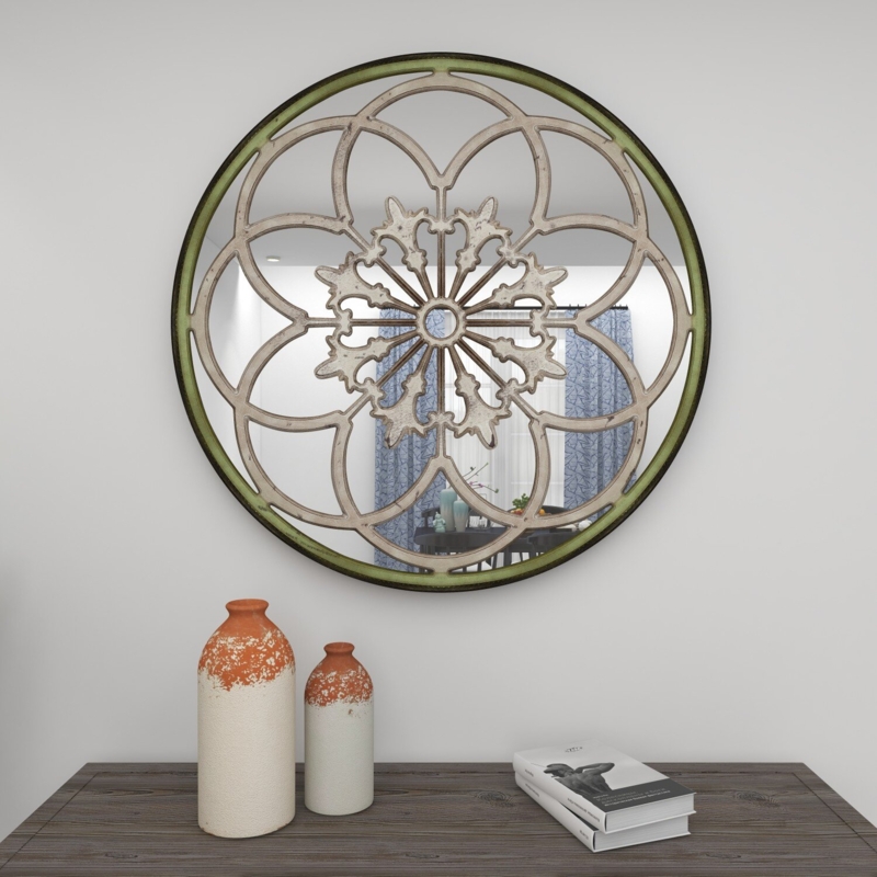 Vintage Style Wall Mirror with Fretwork Design