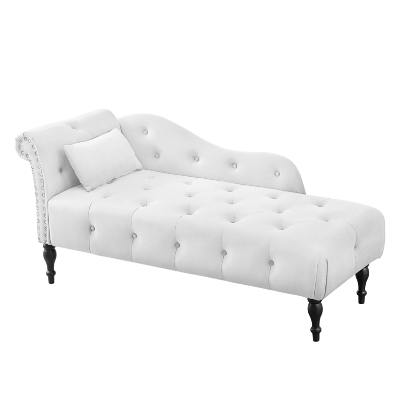 Velvet Upholstered Chaise Lounge with Pillow