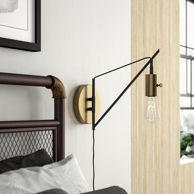 Exposed Bulb Vintage Minimalistic Arch Arm Wall Lamp