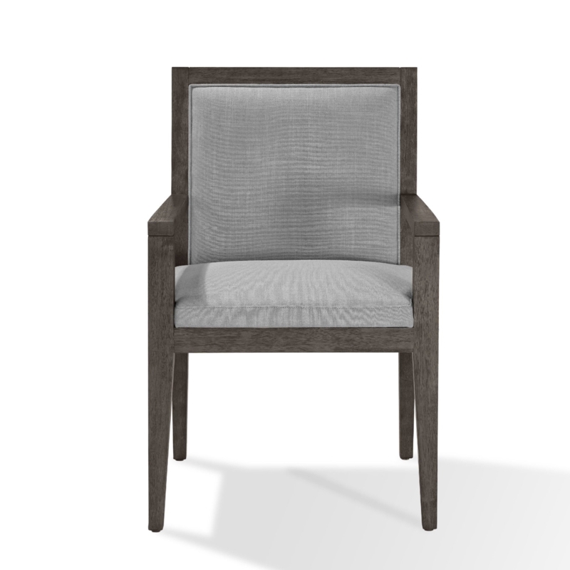 Dining Armchair Set with Linen Blend Fabric Upholstery