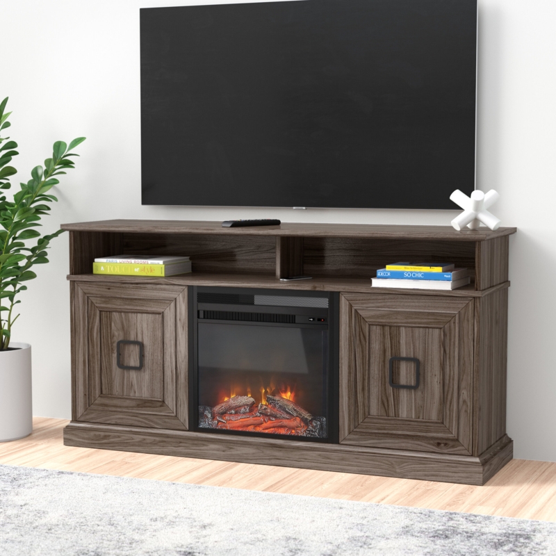 TV Stand with Integrated Fireplace