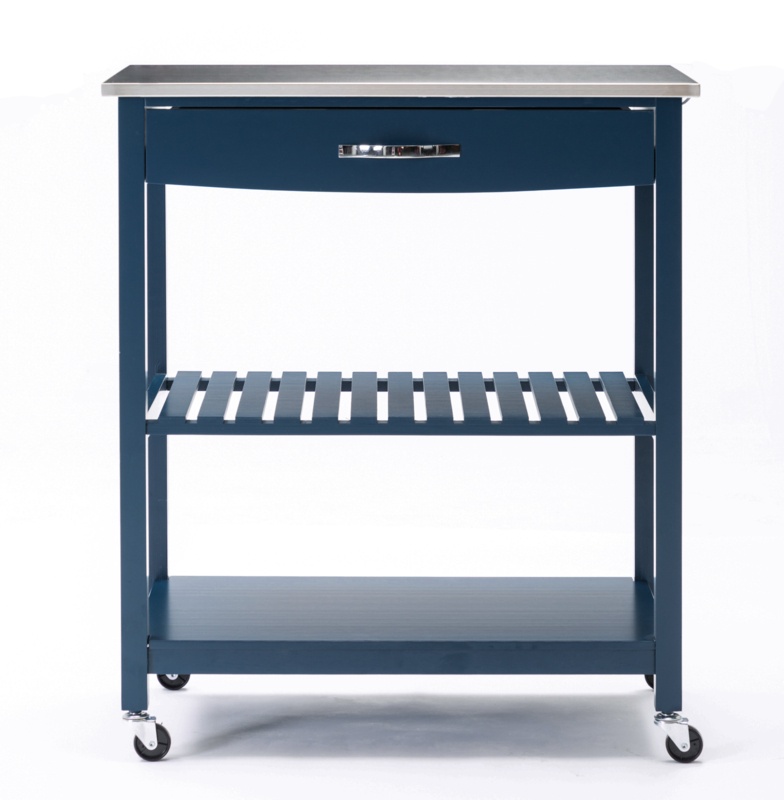 Fast Forward 30.5'' Wide Rolling Kitchen Cart with Stainless Steel Top