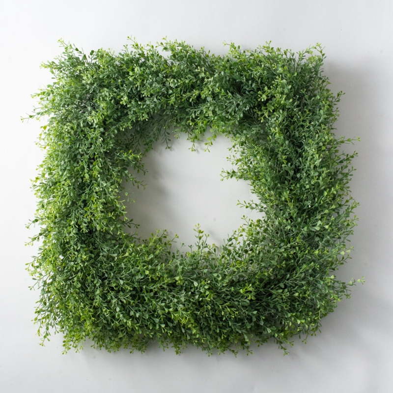 Soft Touch Green Boxwood Square Wreath