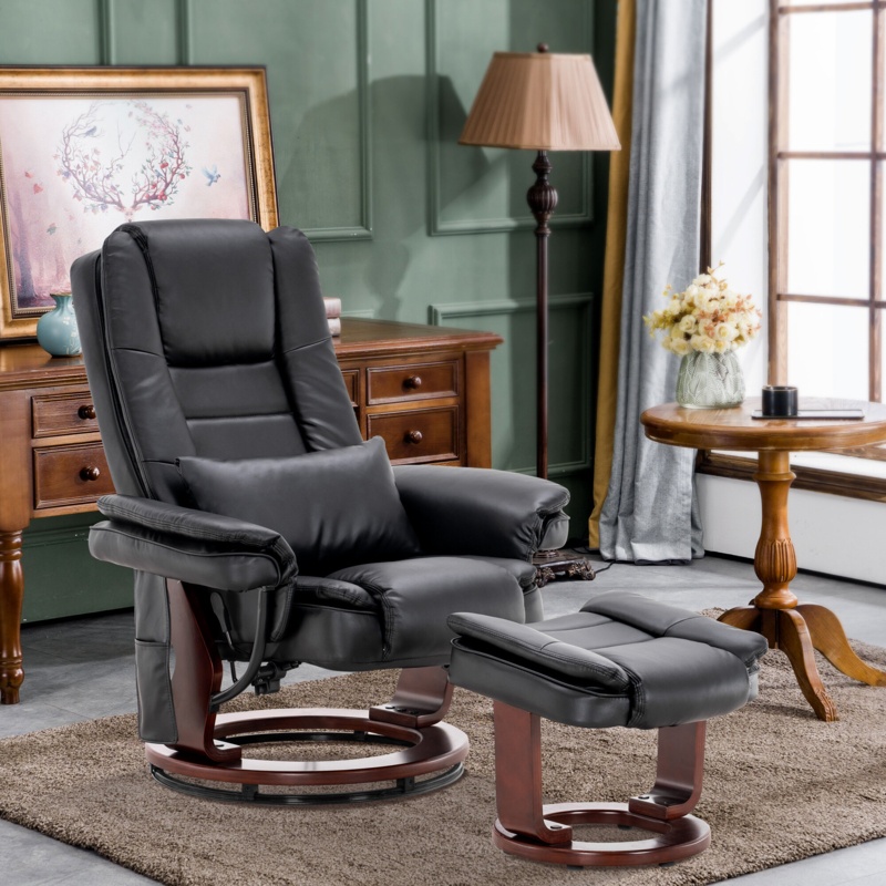 Faux Leather Massage Chair Ottoman Included
