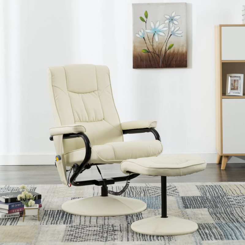 Faux Leather Power Reclining Adjustable Heated Massage Chair Ottoman Included