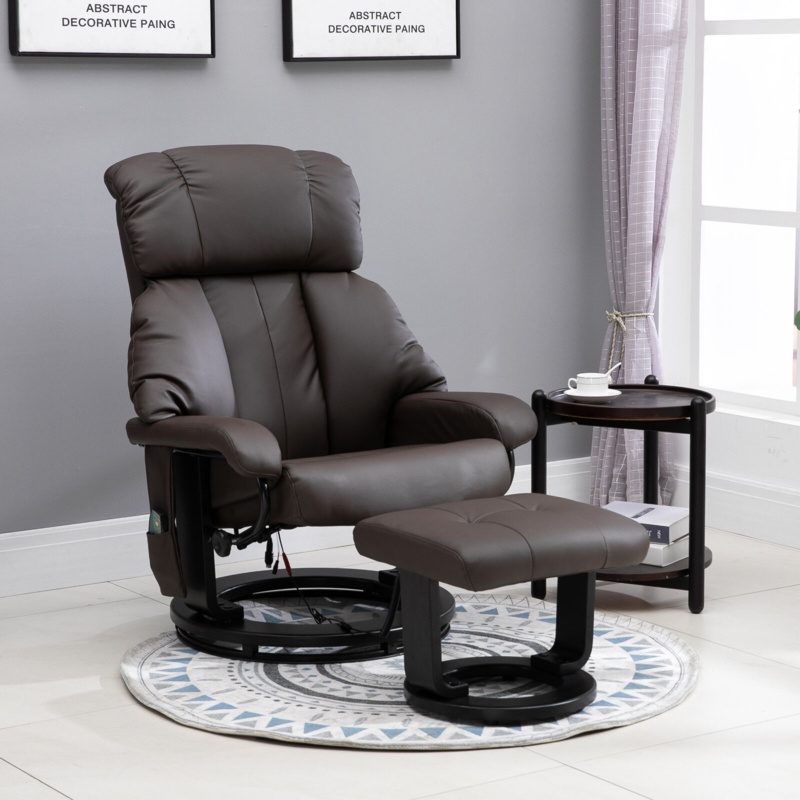 Faux Leather Reclining Massage Chair with Ottoman