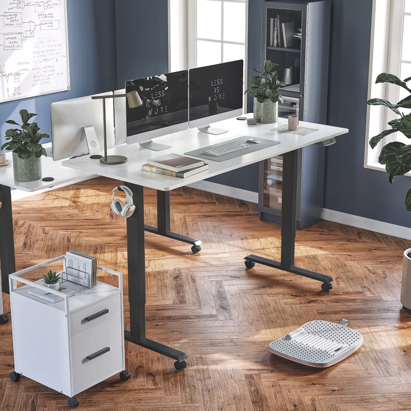 Electric Height Adjustable Standing Desk with Oval Desktop
