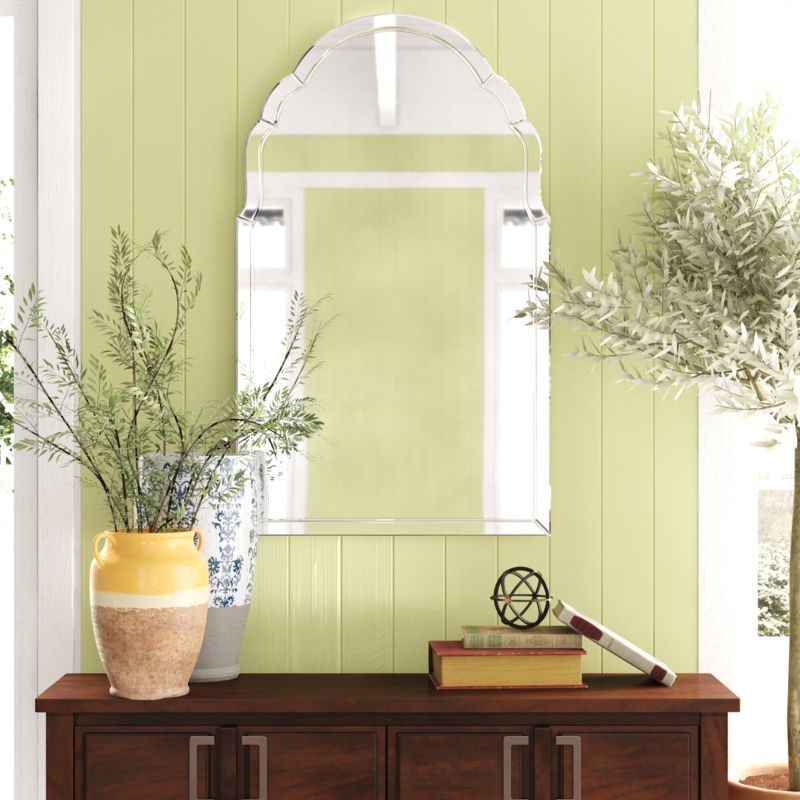 Arched Crown Wall Mirror with Mirrored Edges