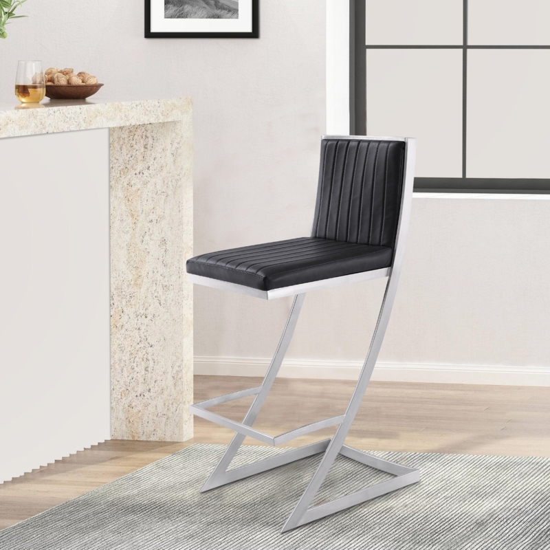 Faux Leather Upholstered Barstool with Cantilever Base