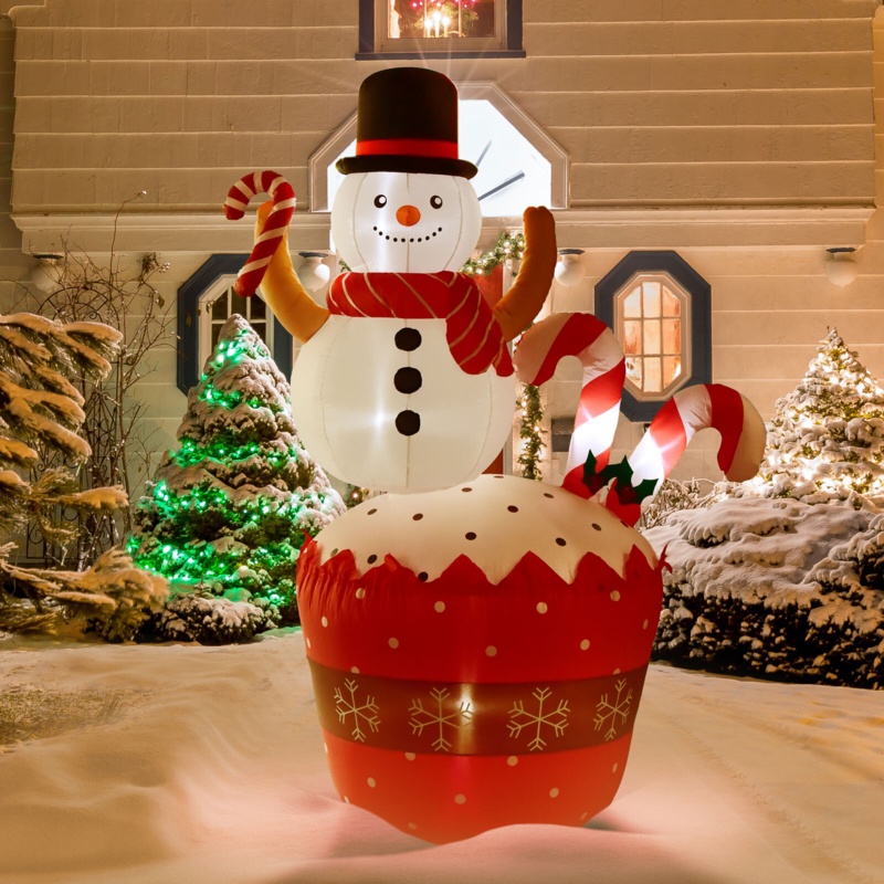 GOOSH 5 FT Christmas Snowman Inflatable Decoration Blow Up Snowman Outdoor  Christmas Yard Decoration with Branch Hand Blow Up Holiday Indoor Outdoor