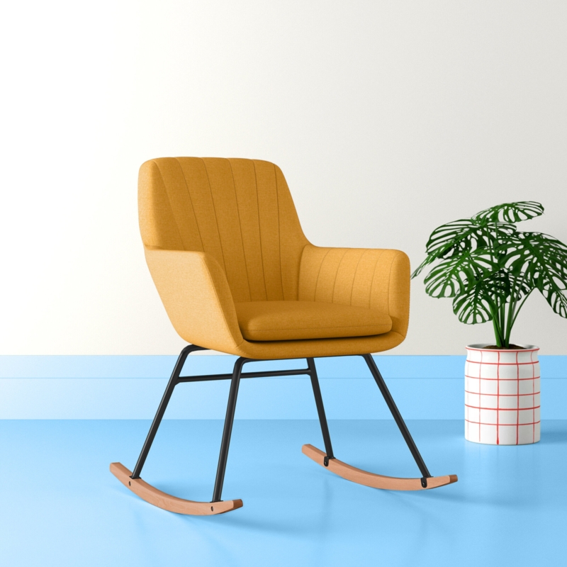 Mid-Century Modern Rocking Chair with Removable Cushion