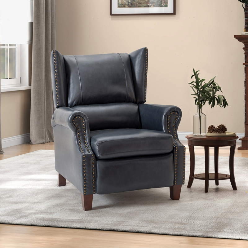 Upholstered Wingback Recliner with Nailhead Trim