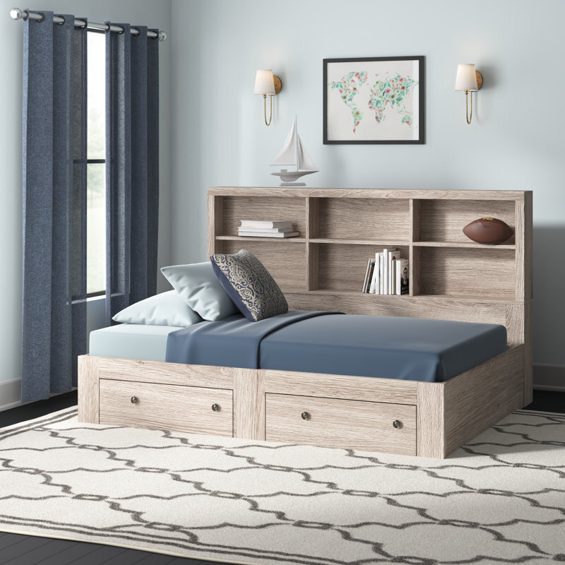Floor resting Daybed With Bookcase and Storage