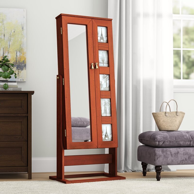 Floor Standing Mirror with Jewelry Storage and Picture Display
