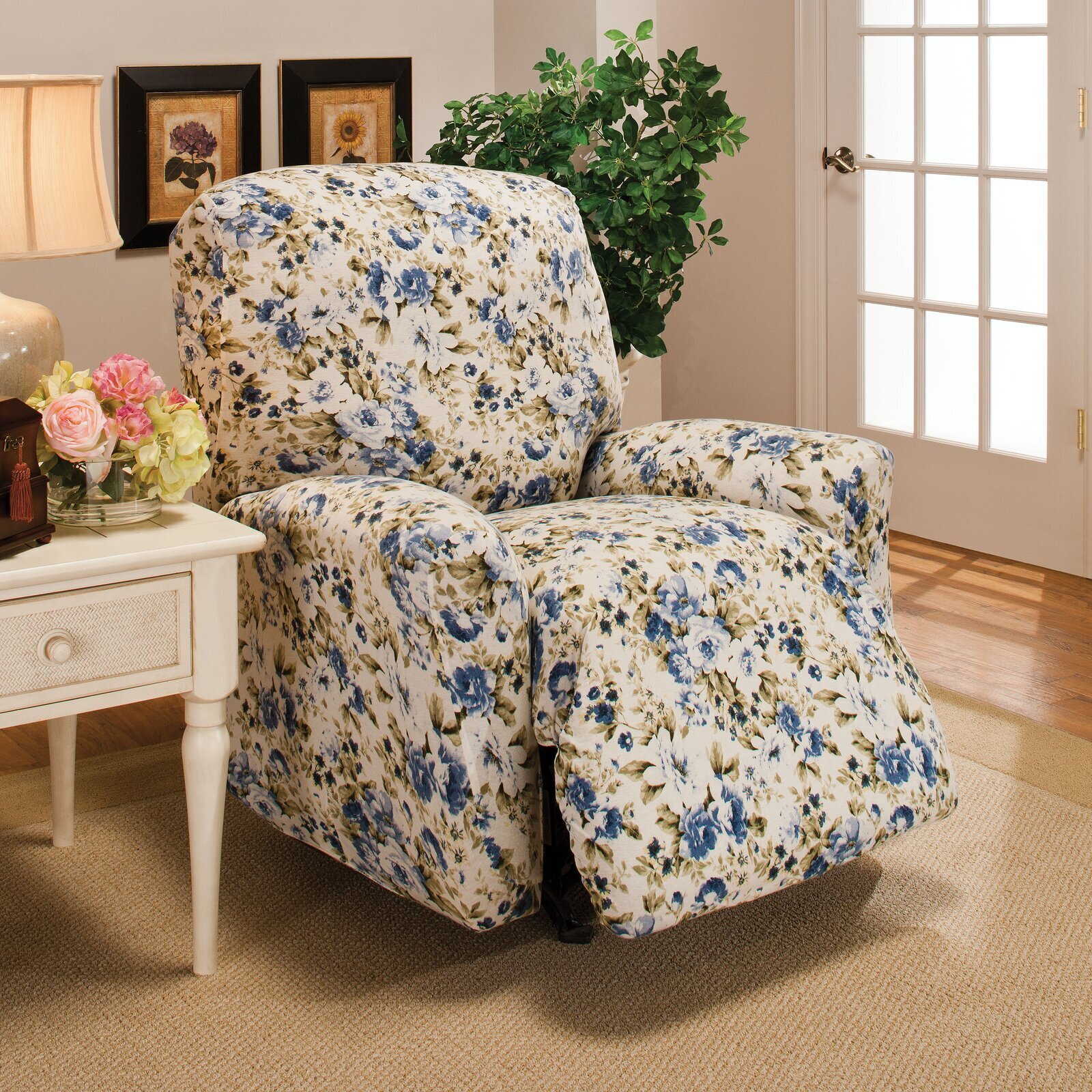 Floral Pattern Large Recliner Chair Cover
