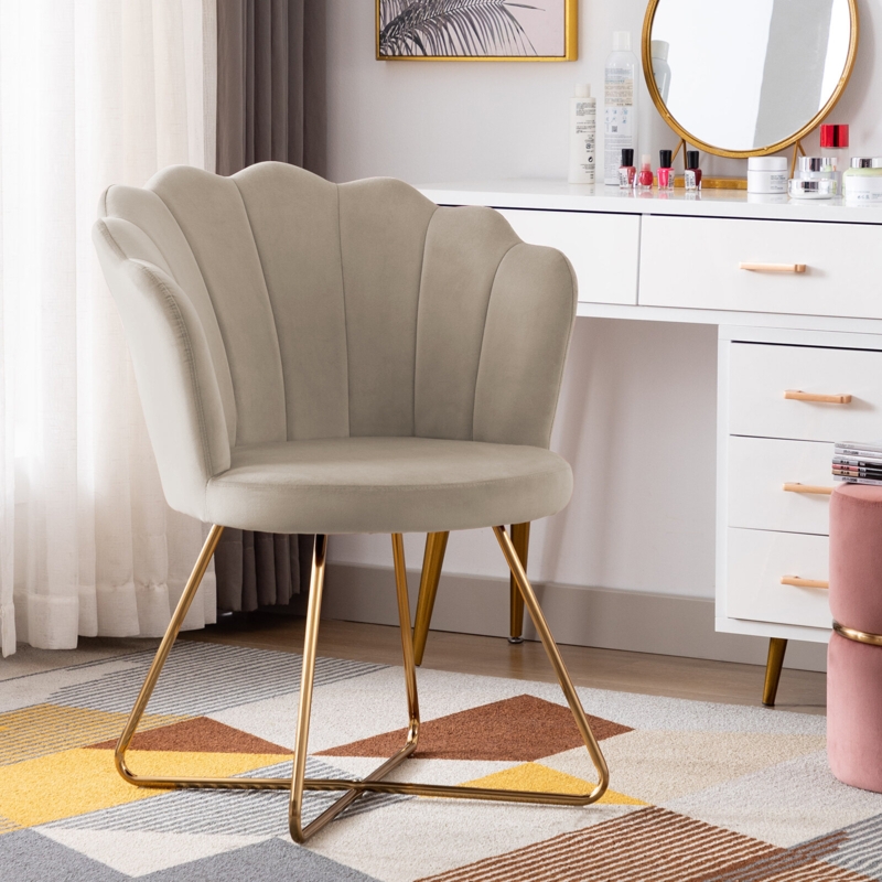 Velvet Papasan Chair with Golden Base