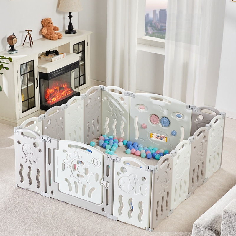 Foldable Baby Playpen with Adjustable Shape