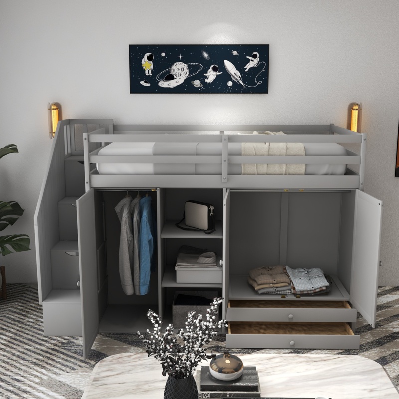 Forland Twin 2 Drawer Solid Wood Loft Bed with Shelves by Harriet Bee