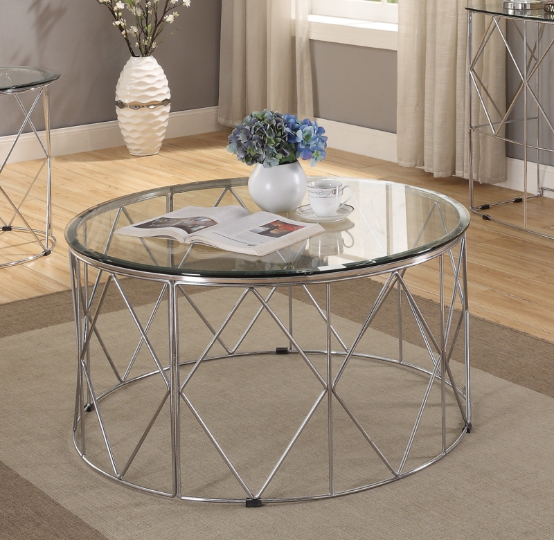 Contemporary Round Glass Top Coffee Table