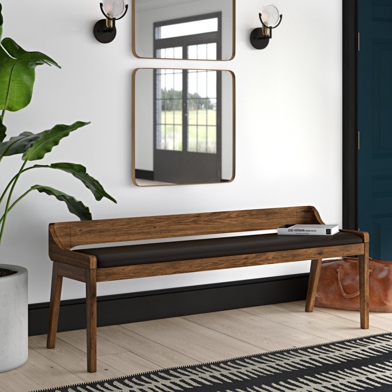 Franke Faux Leather Wood Bench