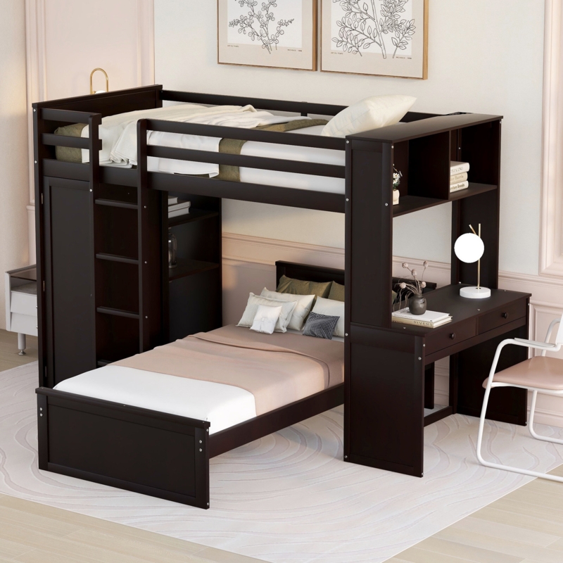 Loft Bed with Study Area and Extra Bed
