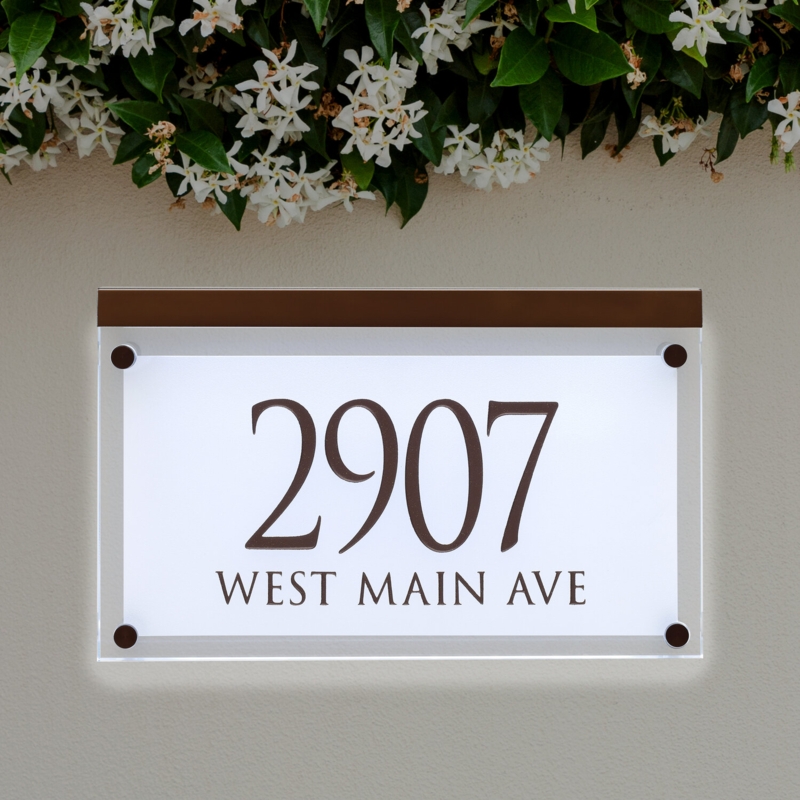 Frosted Crystal LED Lighted Address Sign
