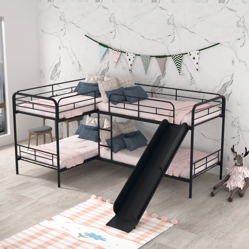 Twin L-Shaped Bunk Bed Frame
