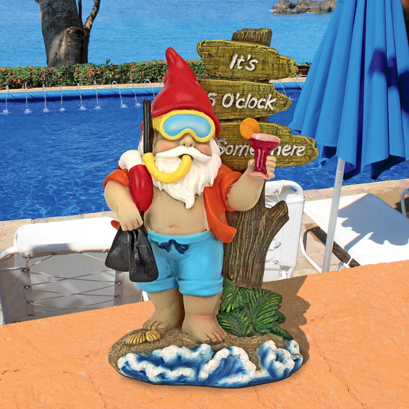 Fun Garden Gnomes Happy Hour Tropical Statue
