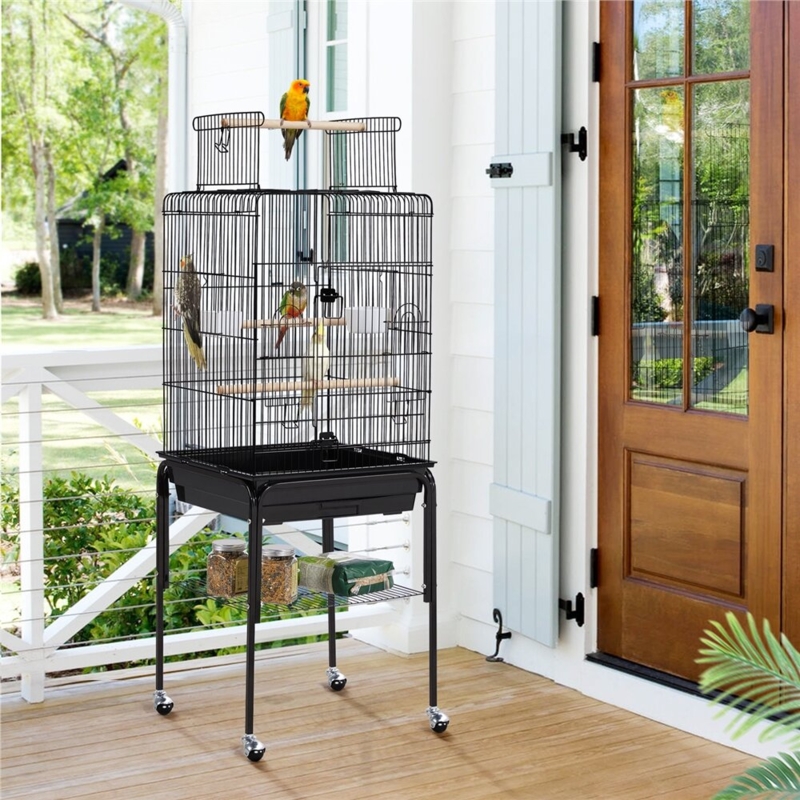 47-inch Birdcage with Interactive Play Top and Rolling Stand