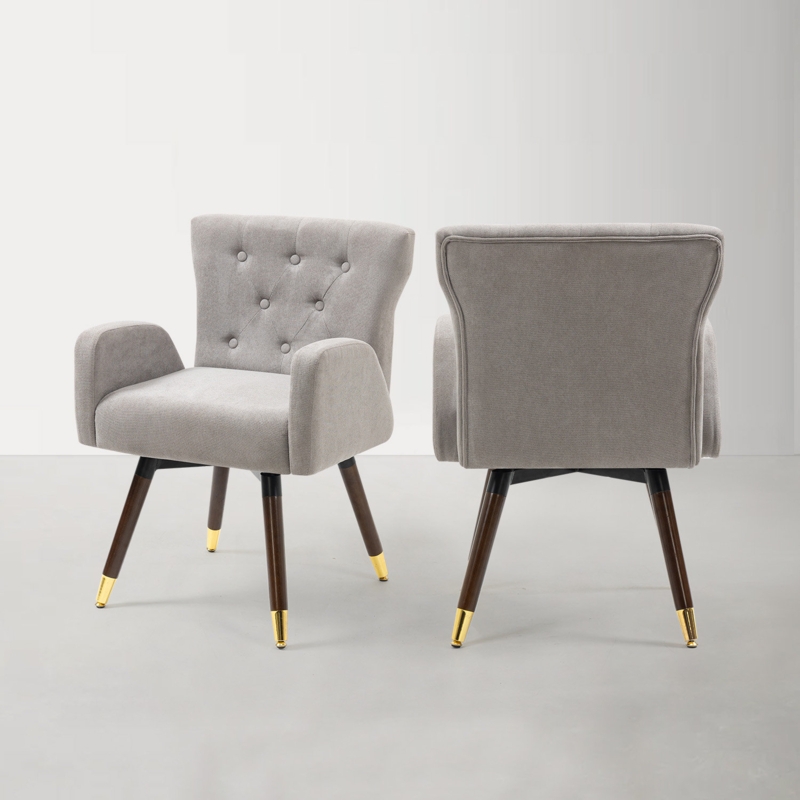 2-Piece Velvet Dining Chairs with Swivel Seat