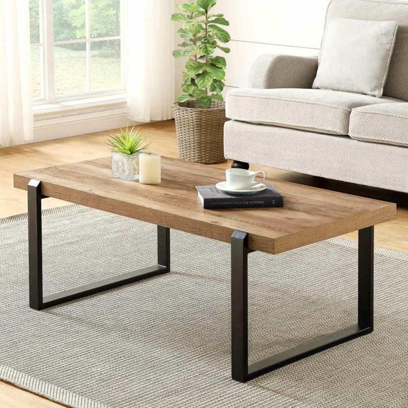 Rustic Wood and Metal Coffee Table