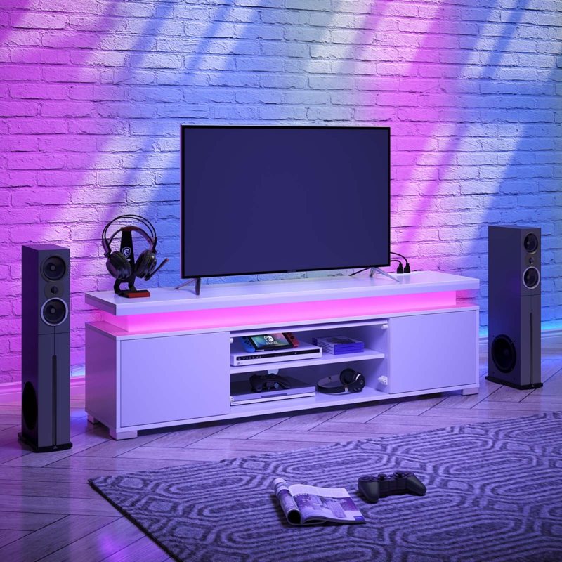 Adjustable TV Stand with LED Lighting Effects