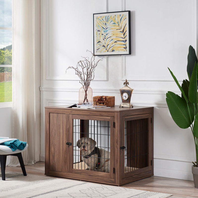 Wooden Dog Crate Side Table
