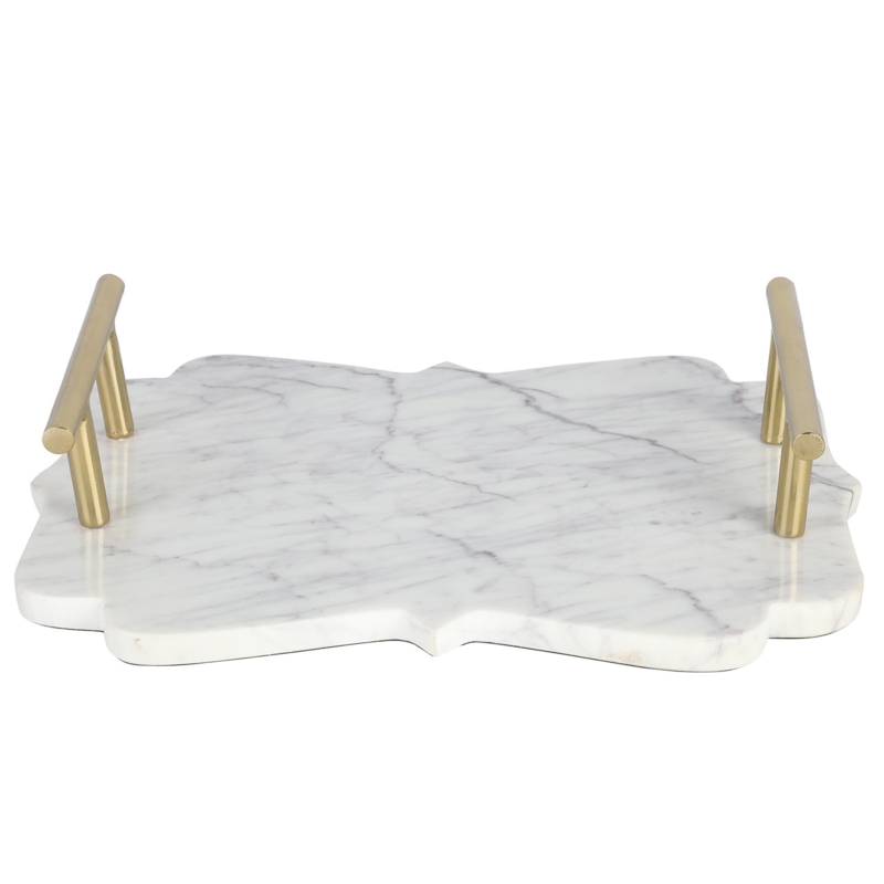 Marbled Serving Tray with Brass Handles