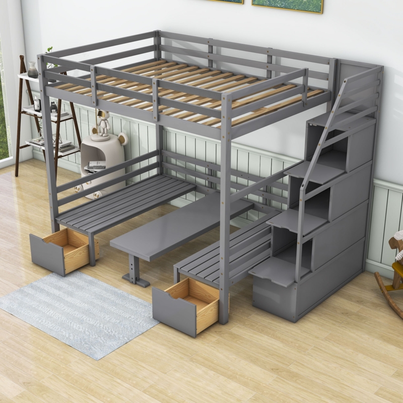 Multifunctional Bunk Bed with Convertible Table