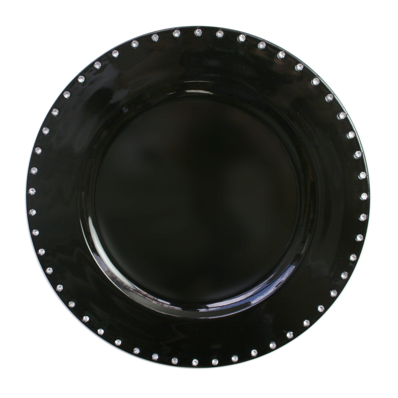 Jeweled Rim Black Charger Plate