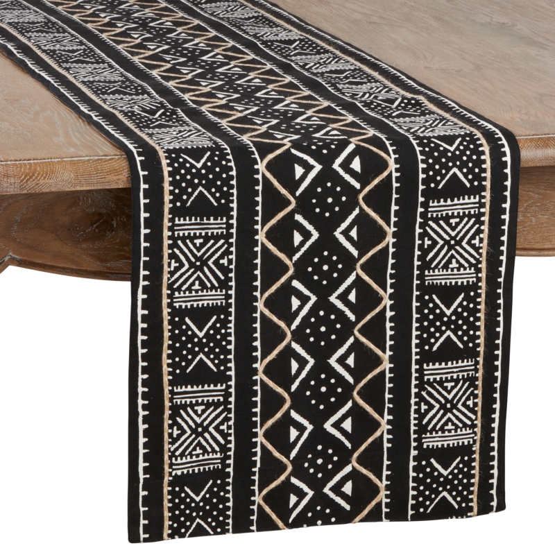 Mud Cloth Table Runner with Unique Graphics