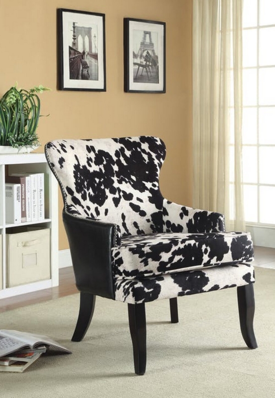 Cow Pattern Armchair with Nailhead Trim