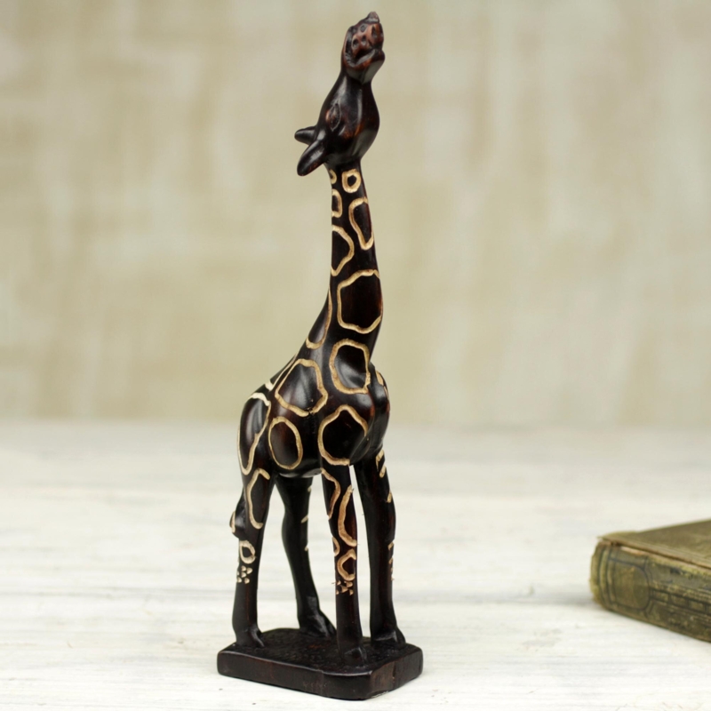 Sese Wood Giraffe Sculpture